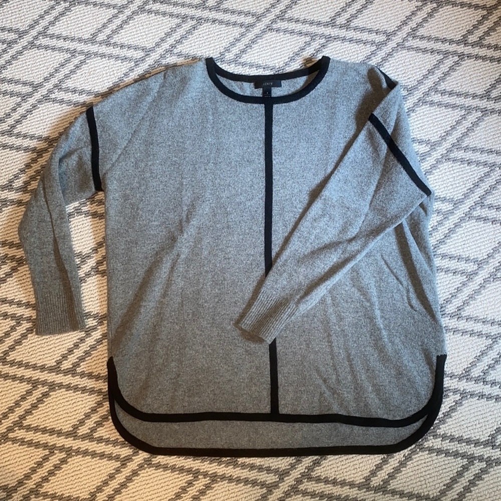 JCREW Gray Sweater with Black Piping